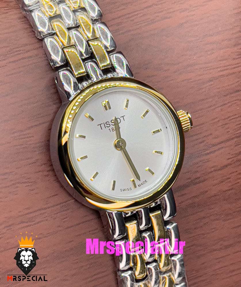 ساعت تیسوت زنانه کوارتز دو رنگ طلایی صفحه سفید 020998 TISSOT Lovely — تصویر ۷