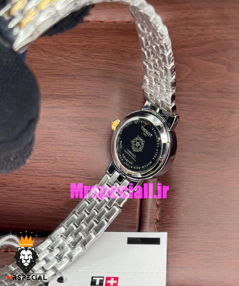 ساعت تیسوت زنانه کوارتز دو رنگ طلایی صفحه سفید 020998 TISSOT Lovely — تصویر ۵