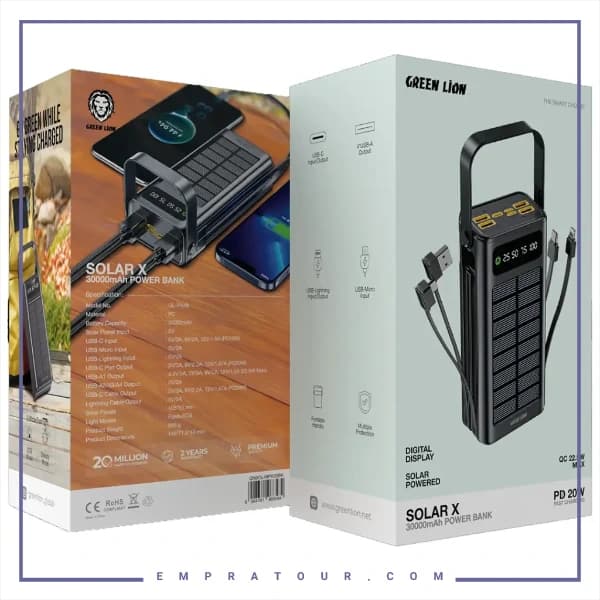 پاوربانک خورشیدی 30000 گرین لاین GNSOL49PB30BK — تصویر ۴