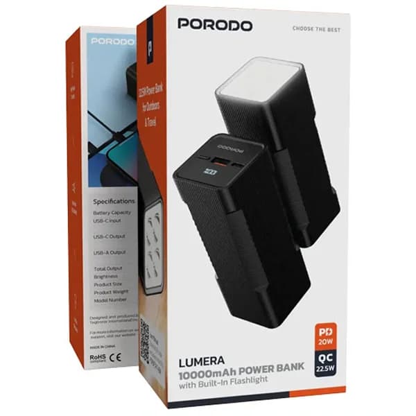 پاوربانک 10000 با چراغ قوه داخلی پرودو PDPBFCHT41BK — تصویر ۸