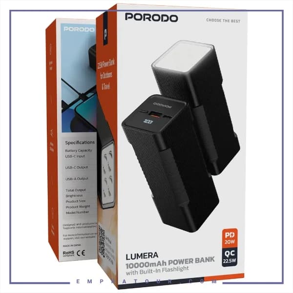 پاوربانک 10000 با چراغ قوه داخلی پرودو PDPBFCHT41BK — تصویر ۳