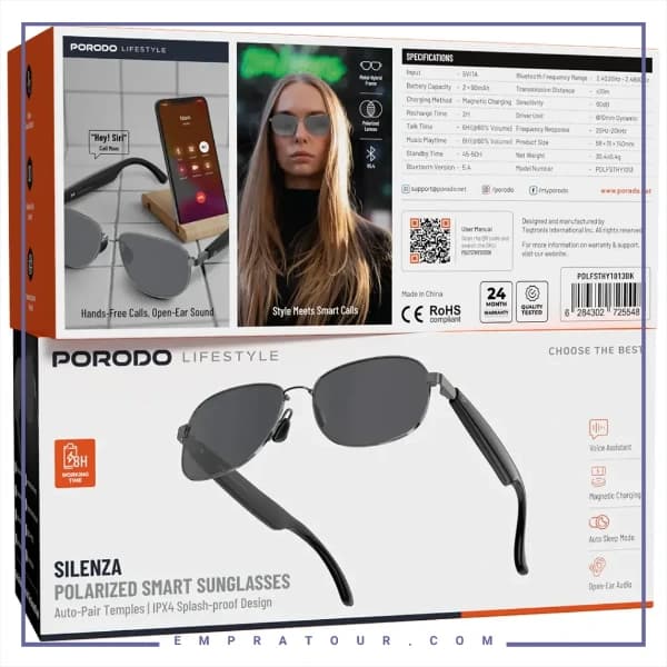 عینک آفتابی هوشمند پرودو Porodo PDLFSTHY1013BK — تصویر ۲