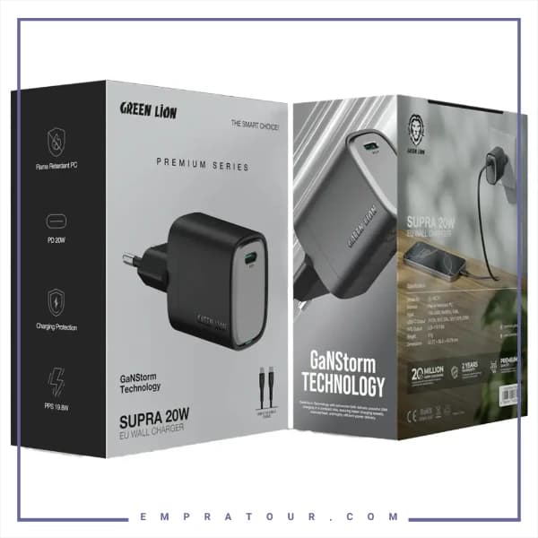 شارژر دیواری 20 وات گرین لاین GNSPD20WEUBK — تصویر ۳