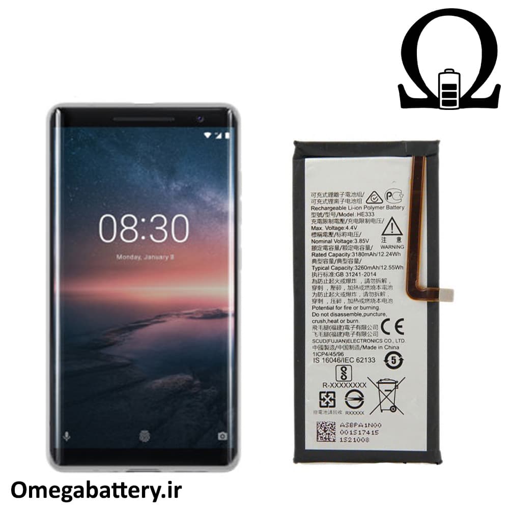 باتری اصلی نوکیا Nokia 8 Sirocco – HE333 — تصویر ۳