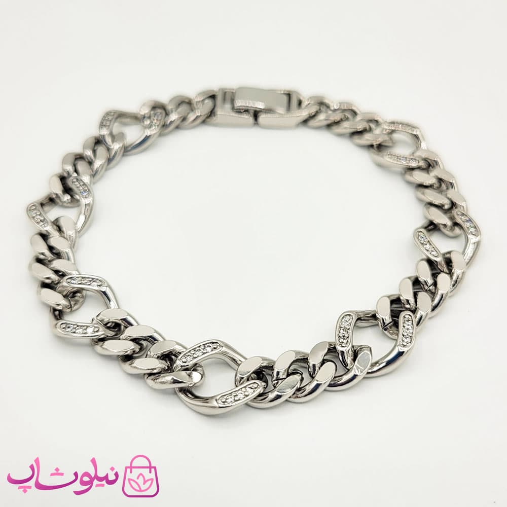 دستبند زنانه ژوپینگ طرح کارتیه نقره ای کد 1055-1