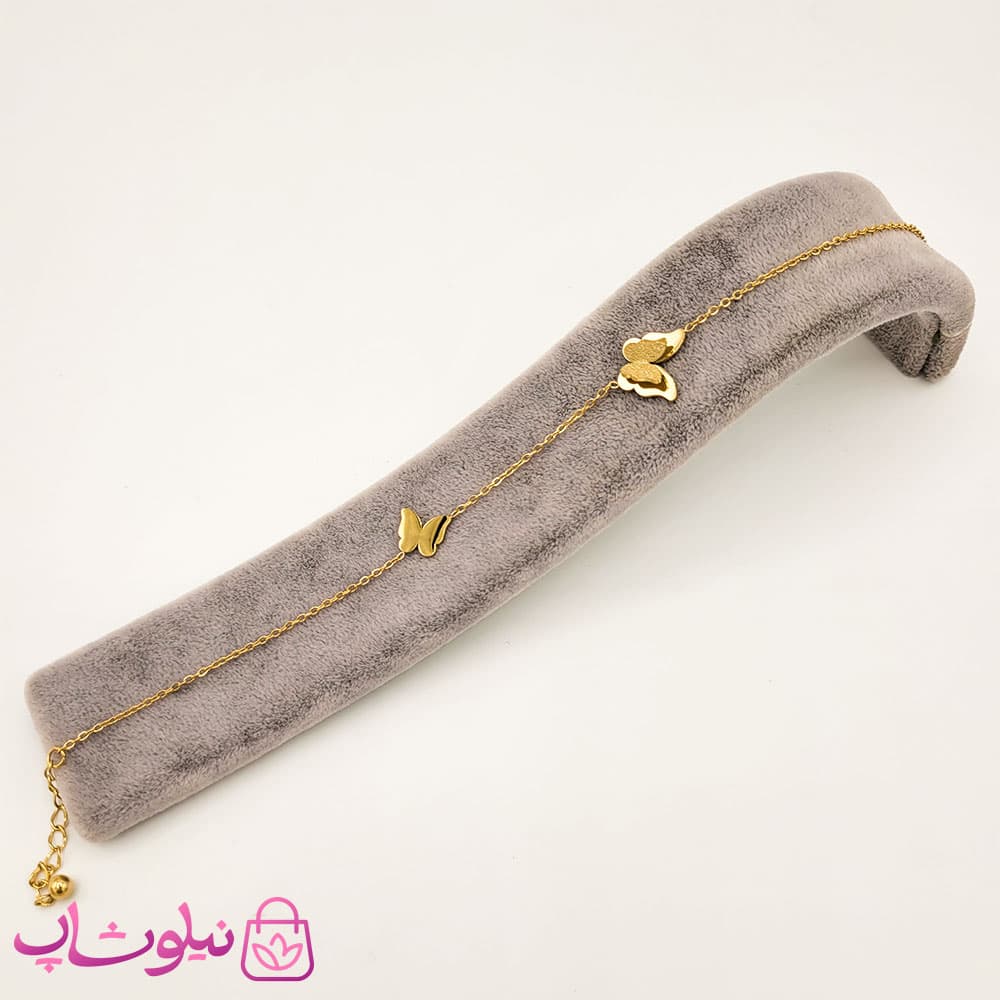 دستبند یا پابند زنانه طرح پروانه طلایی کد 4251