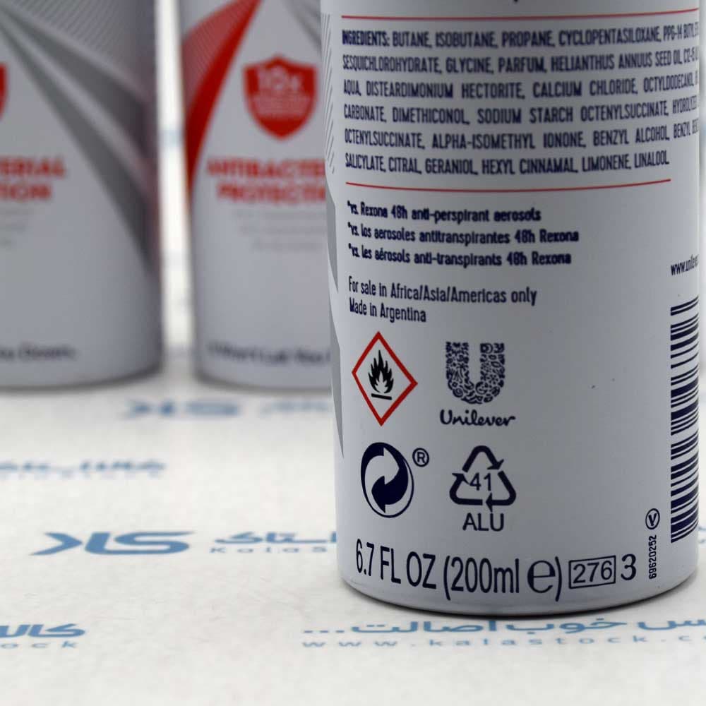 اسپری بدن ضد تعریق زنانه رکسونا REXONA اصل آرژانتین مدل Antibacterial حجم 200 میلی لیتر — تصویر ۵