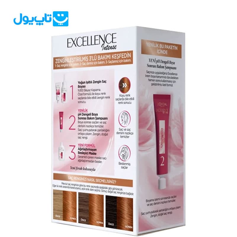 کیت رنگ مو لورآل Loreal مدل Excellence Creme شماره 7.43 بلوند مسی — تصویر ۸