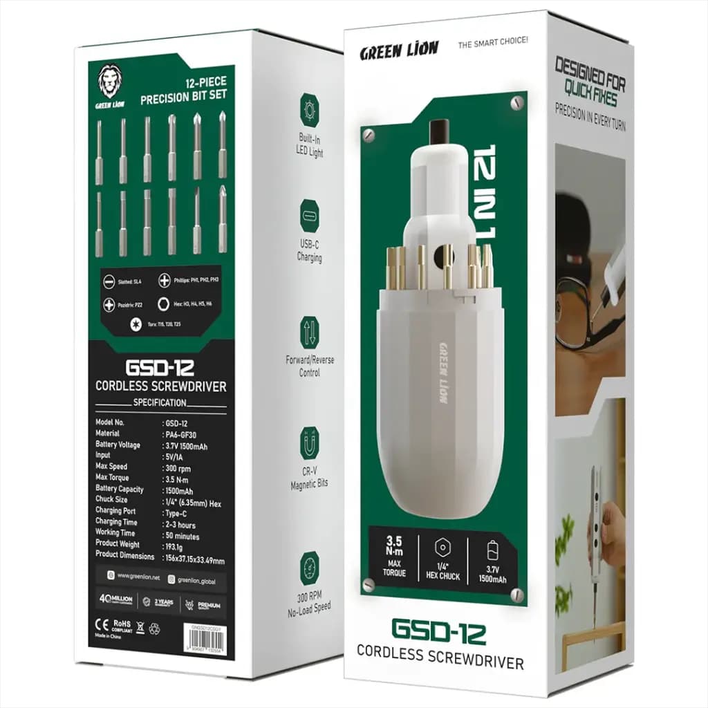 پيچ گوشتی شارژی 12 كاره GSD-12 گرين لاين — تصویر ۷