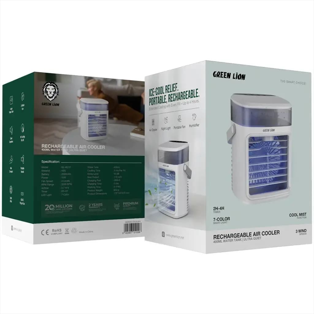 پنکه شارژی رومیزی مه پاش گرین لاین Green Lion Rechargeable Air Cooler Fan — تصویر ۶