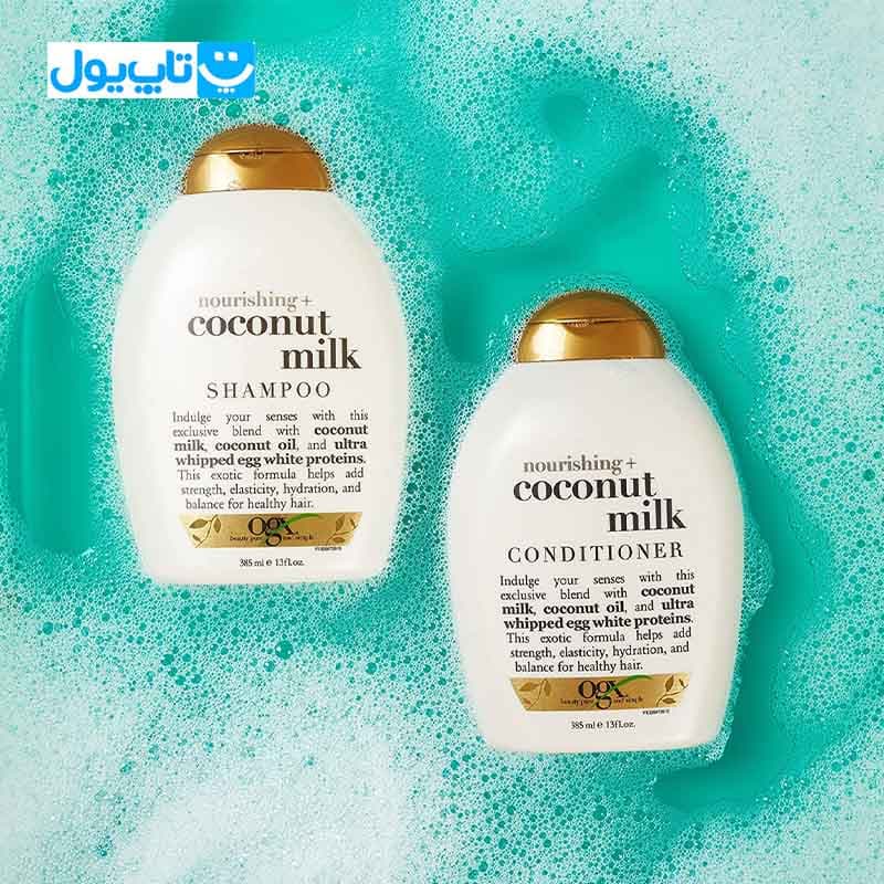 شامپو او جی ایکس ogx مدل Coconut Milk شیر نارگیل مغذی حجم 385 میلی‌لیتر — تصویر ۷
