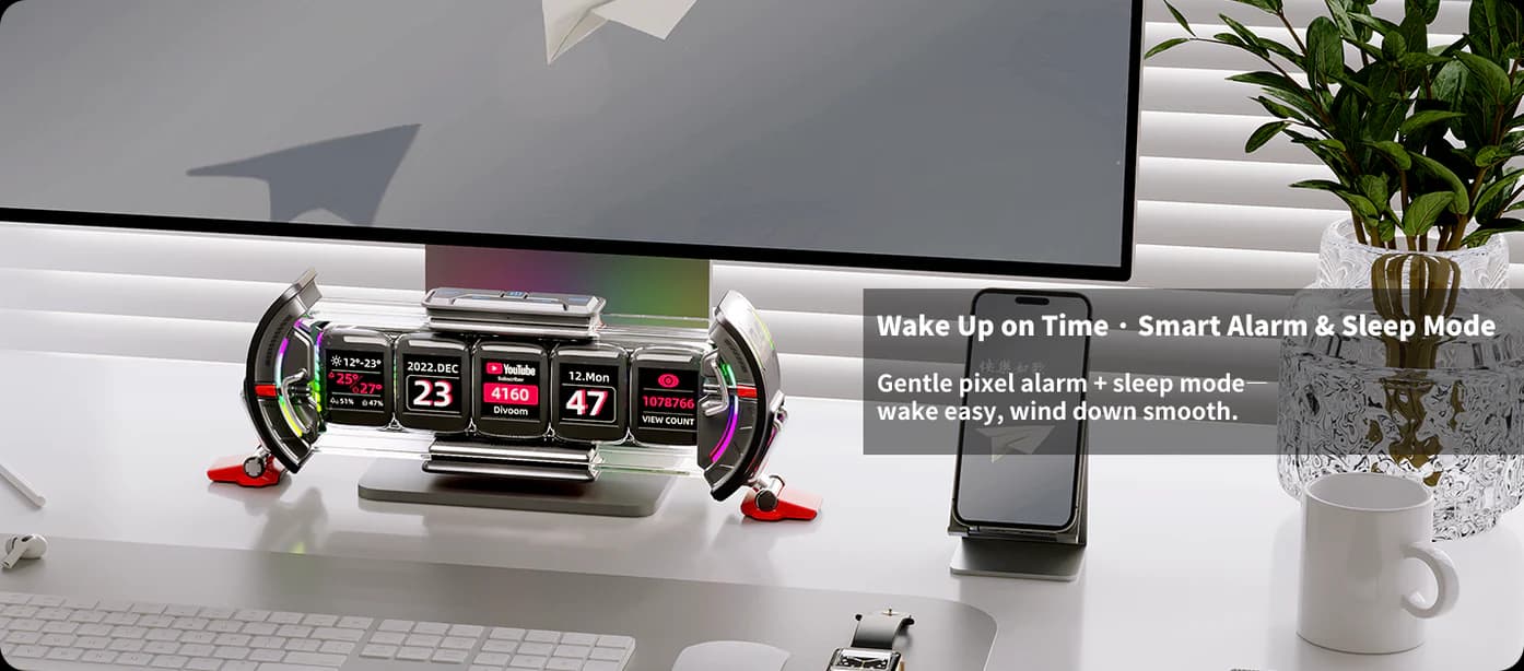 ساعت و نمایشگر دیجیتال سایبرپانک دیووم Divoom Time Gate — تصویر ۸