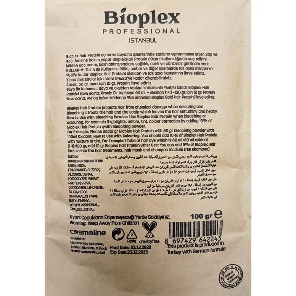 پودر پروتئین مو طلایی بیوپلکس Bioplex حجم 100 گرمی — تصویر ۲