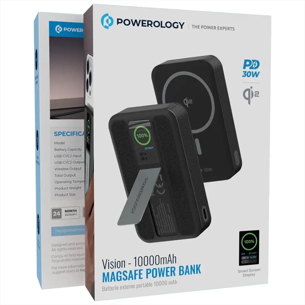 پاوربانک مگ سیف مدل Vision ظرفیت 10000 میلی آمپری پاورولوژی Powerology Qi2 Magsafe Power Bank — تصویر ۴