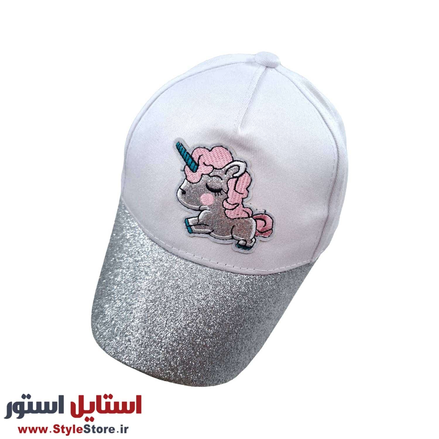 کلاه کپ دخترانه مدل تک شاخ کد 1600 رنگ سفید — تصویر ۳