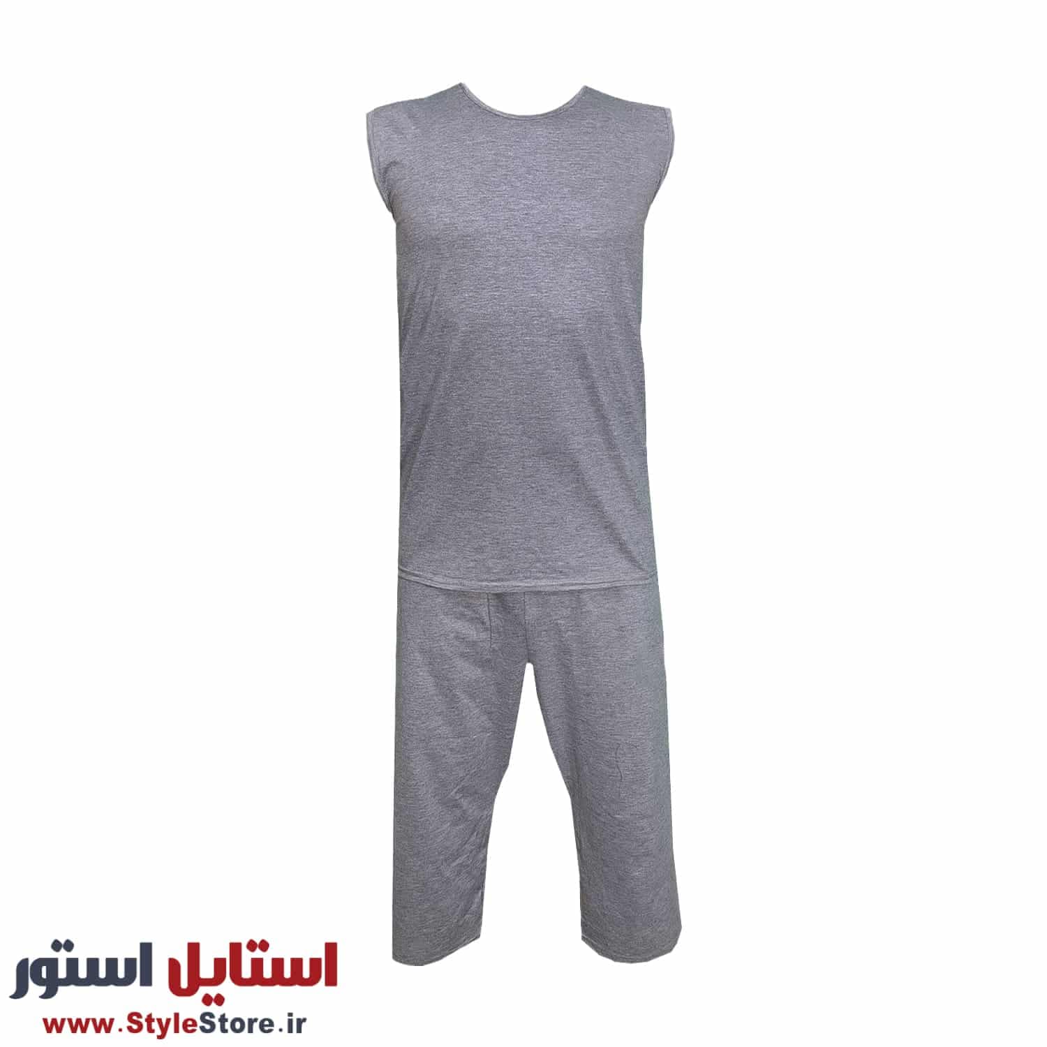ست تاپ و شلوارک مردانه مدل ساده کد 1564 رنگ دودی — تصویر ۴