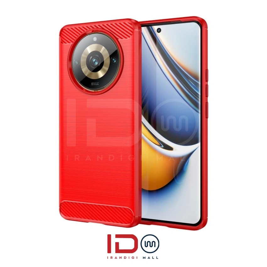 قاب فیبر کربن گوشی موبایل ریلمی مدل REALME 11 PRO PLUS 5G برند rugged armor رنگ قرمز