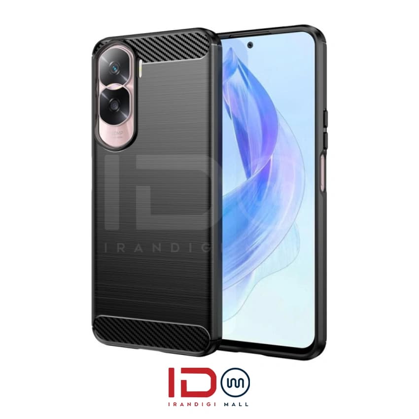 قاب فیبر کربن گوشی موبایل آنر مدل HONOR 90 LITE برند rugged armor رنگ مشکی