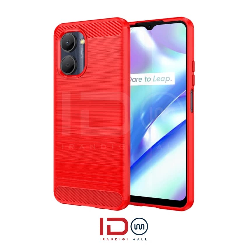 قاب فیبر کربن گوشی ریلمی مدل Realme C30s برند rugged armor رنگ قرمز