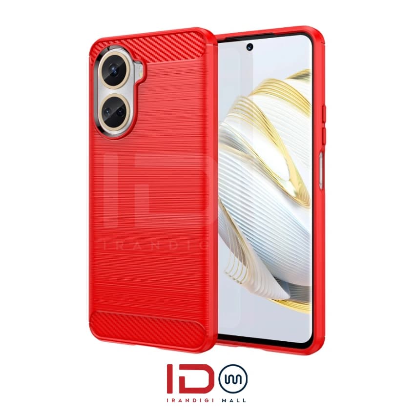 قاب فیبر کربن گوشی هواوی مدل HUAWEI Nova 10SE برند rugged armor رنگ قرمز