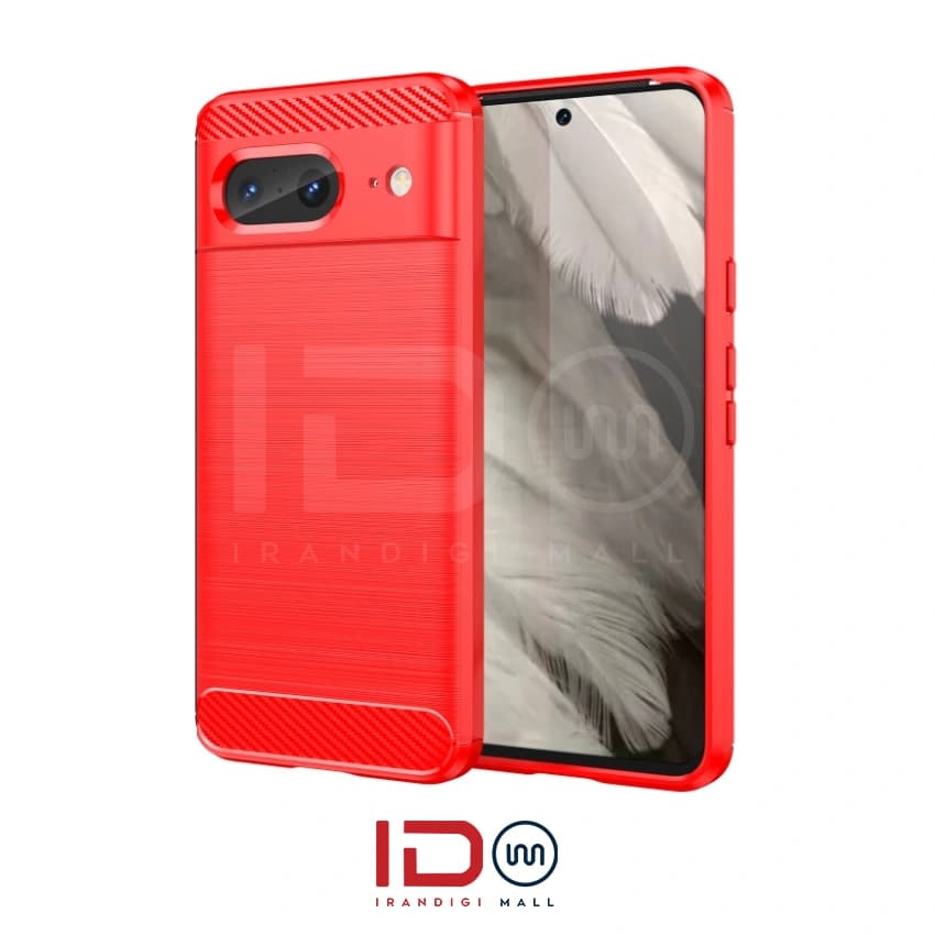 قاب فیبر کربن گوشی گوگل مدل GOOGLE PIXEL 8 برند rugged armor رنگ قرمز