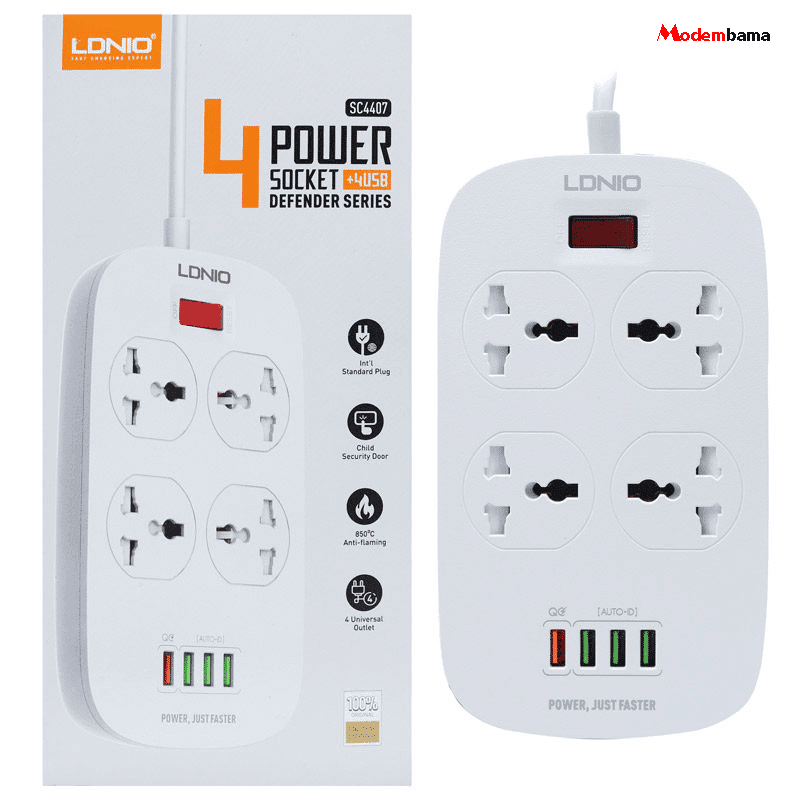 چندراهی برق الدینیو مدل LDNIO SC4407 2m — تصویر ۲