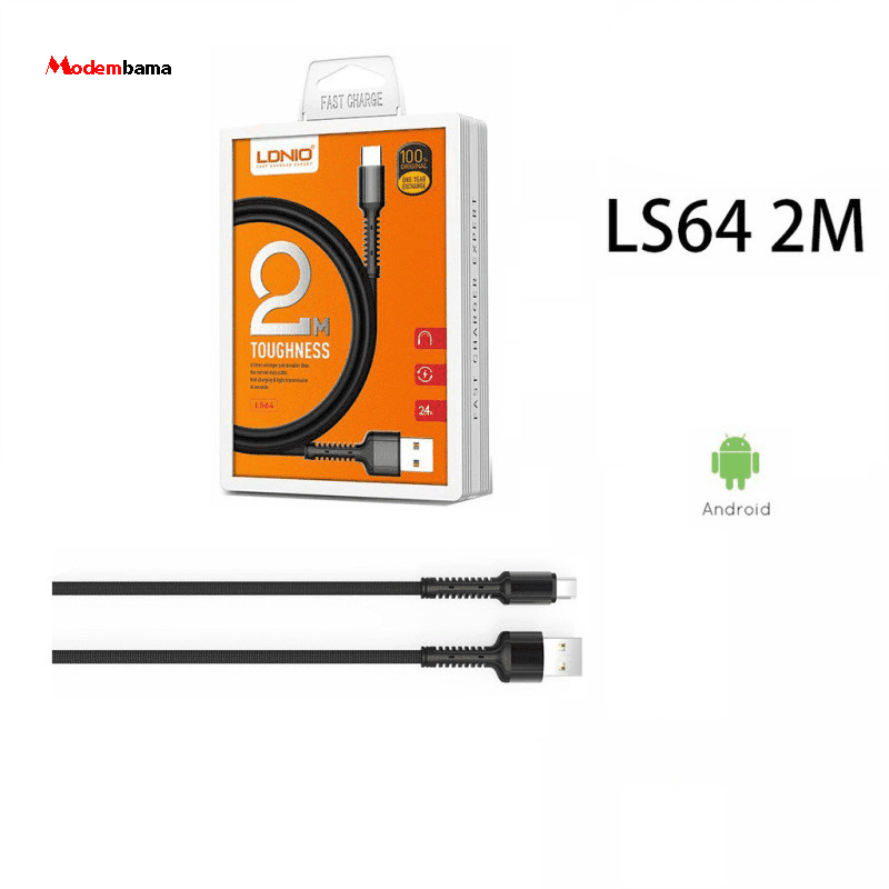 کابل تبدیل USB به USB-C الدینیو LDNIO مدل LS64 طول 2 متر — تصویر ۳