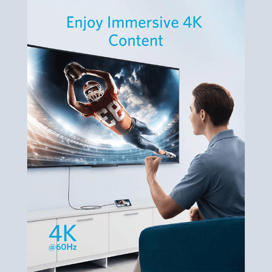 کابل مبدل تایپ سی به اچ دی ام آی انکر Anker Nylon USB-C to HDMI 4K Cable – مدل A8730 — تصویر ۸