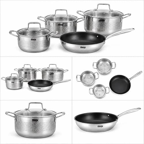سرویس قابلمه ۷ پارچه استیل چکشی DSP اصلی مدل CS001U-S02 — تصویر ۲