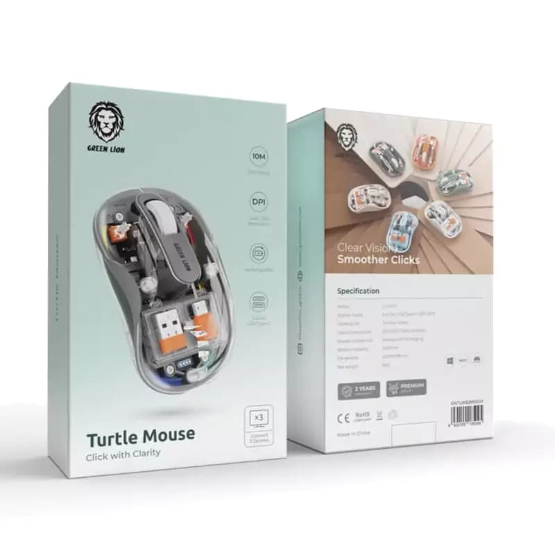 ماوس شفاف تارتل گرین لاین Green Lion Turtle Mouse — تصویر ۴