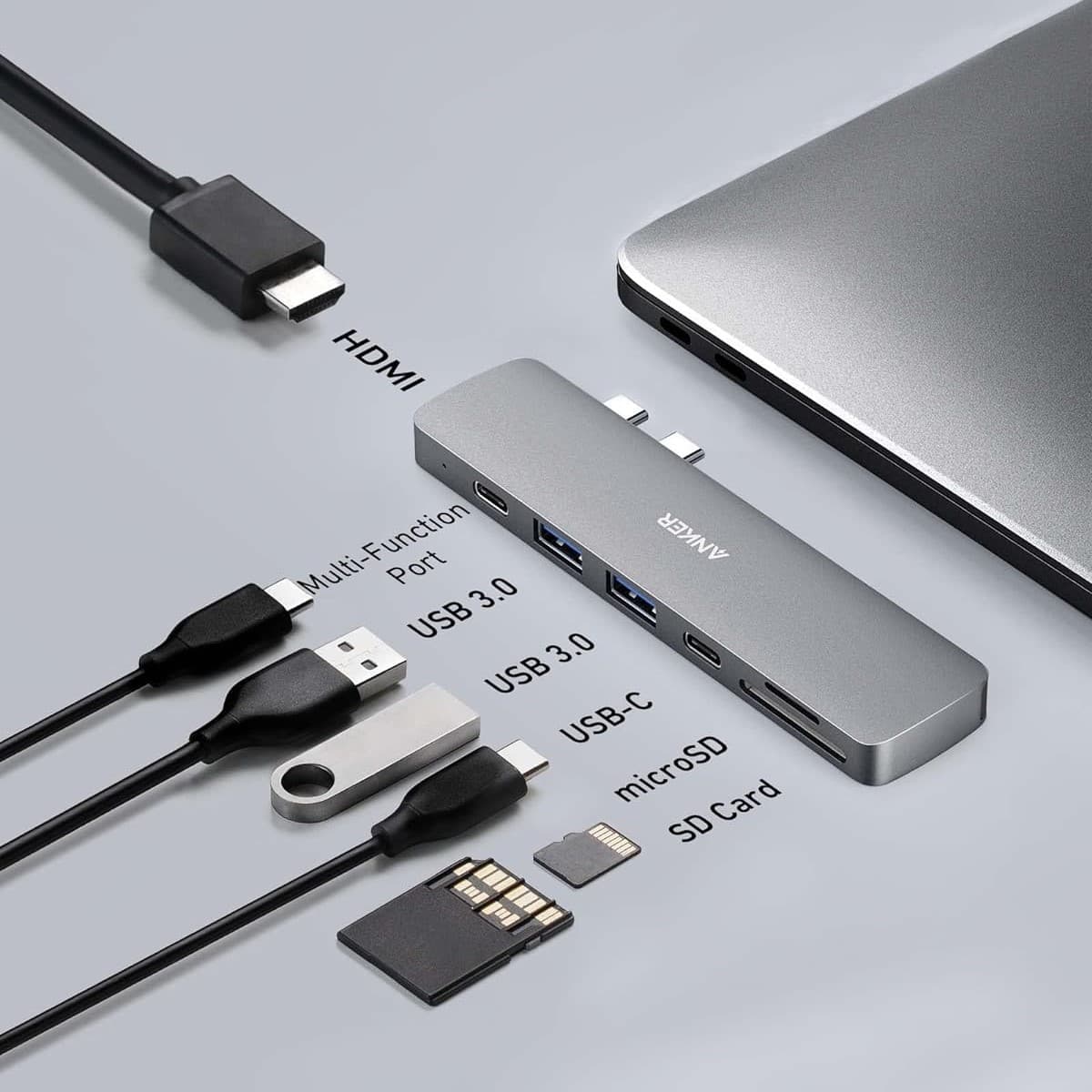 هاب 7 پورت نسل پنجم انکر مخصوص مک بوک Anker 547 USB-C Hub (7-in-2, for MacBook) – مدل A8371 — تصویر ۷