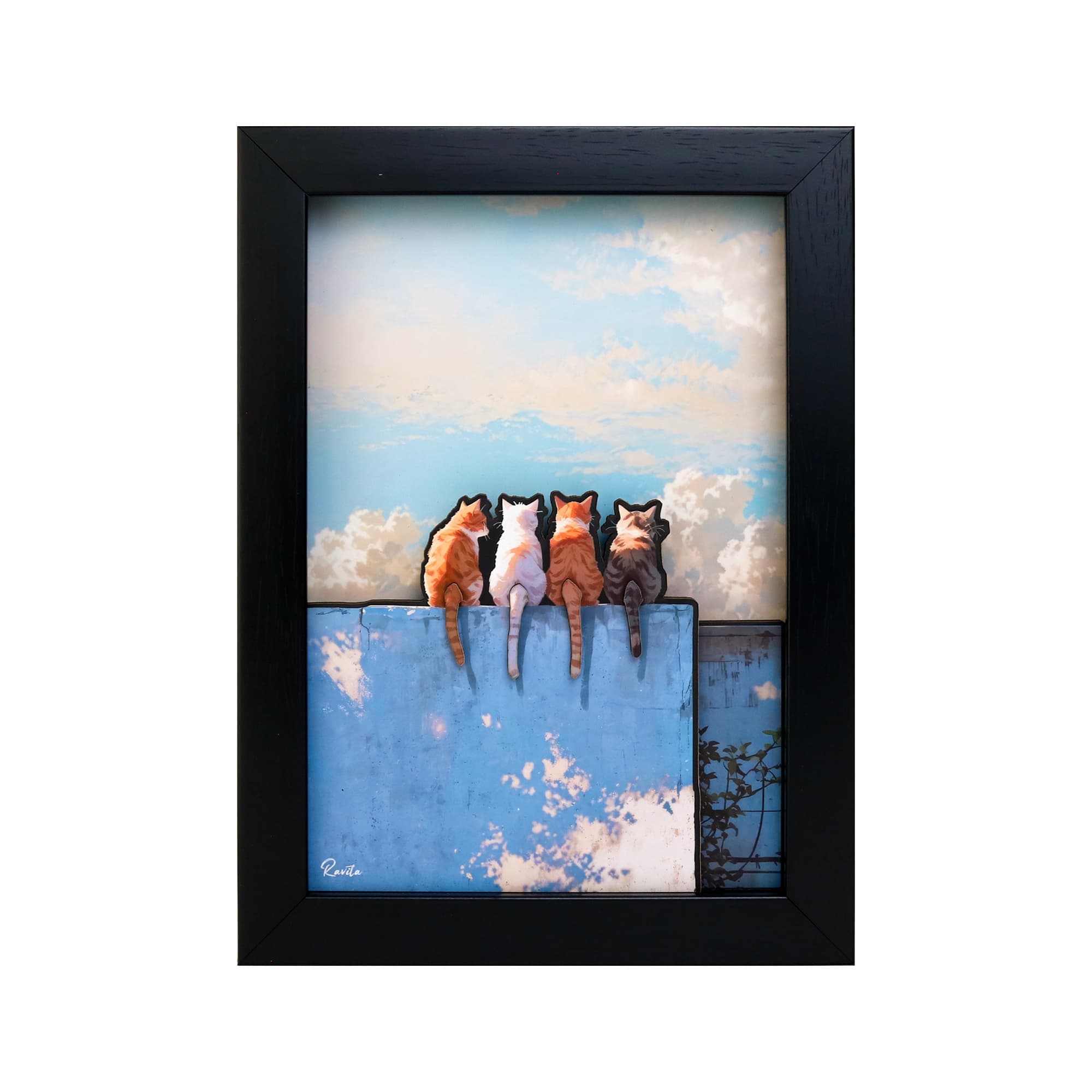 تابلو سه بعدی راویتا طرح گربه ها رو دیوار – Cats on the Wall کد 3678 — تصویر ۲