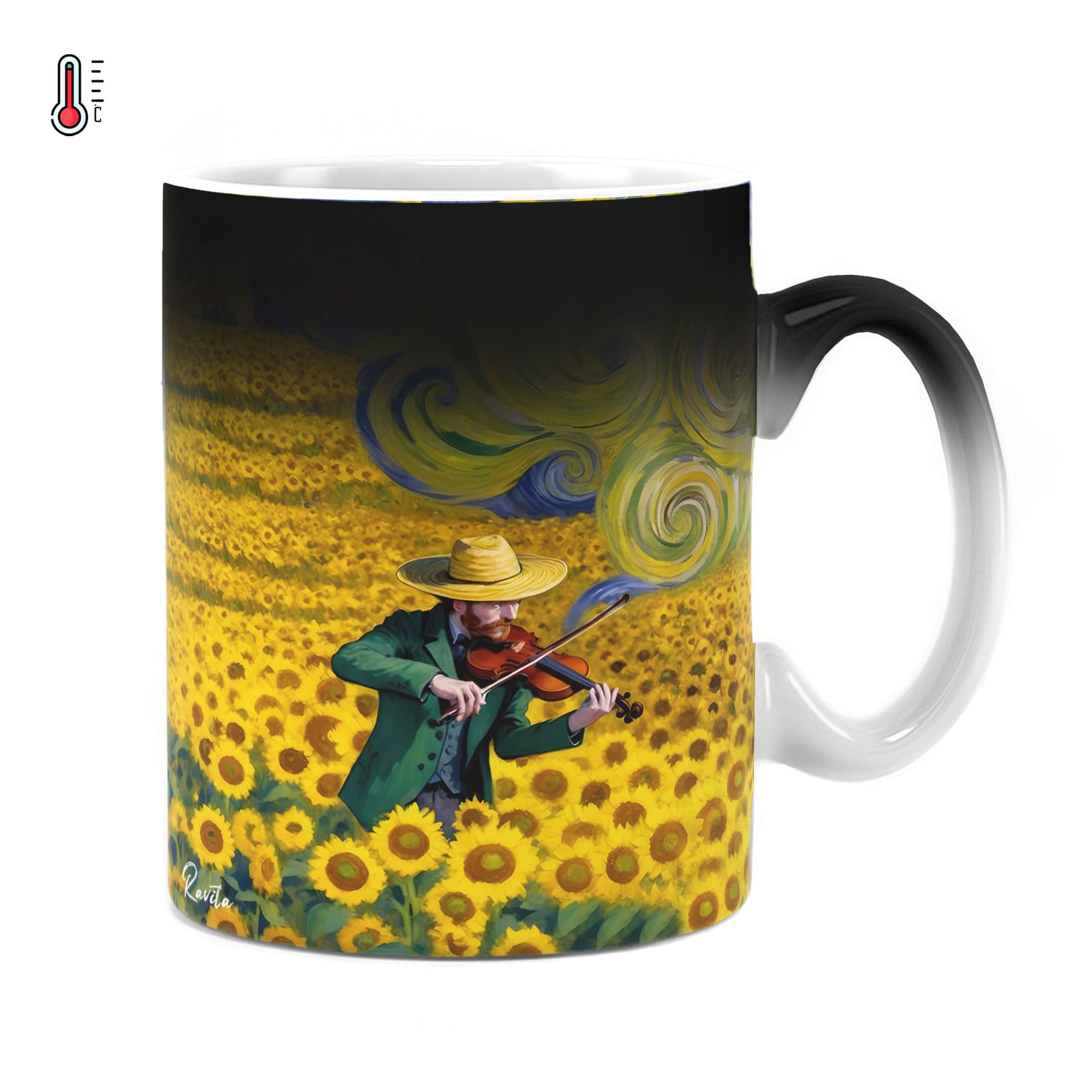 ماگ حرارتی راویتا طرح مزرعه آفتابگردان به سبک ون گوک – Van Gogh کد 3839 — تصویر ۵