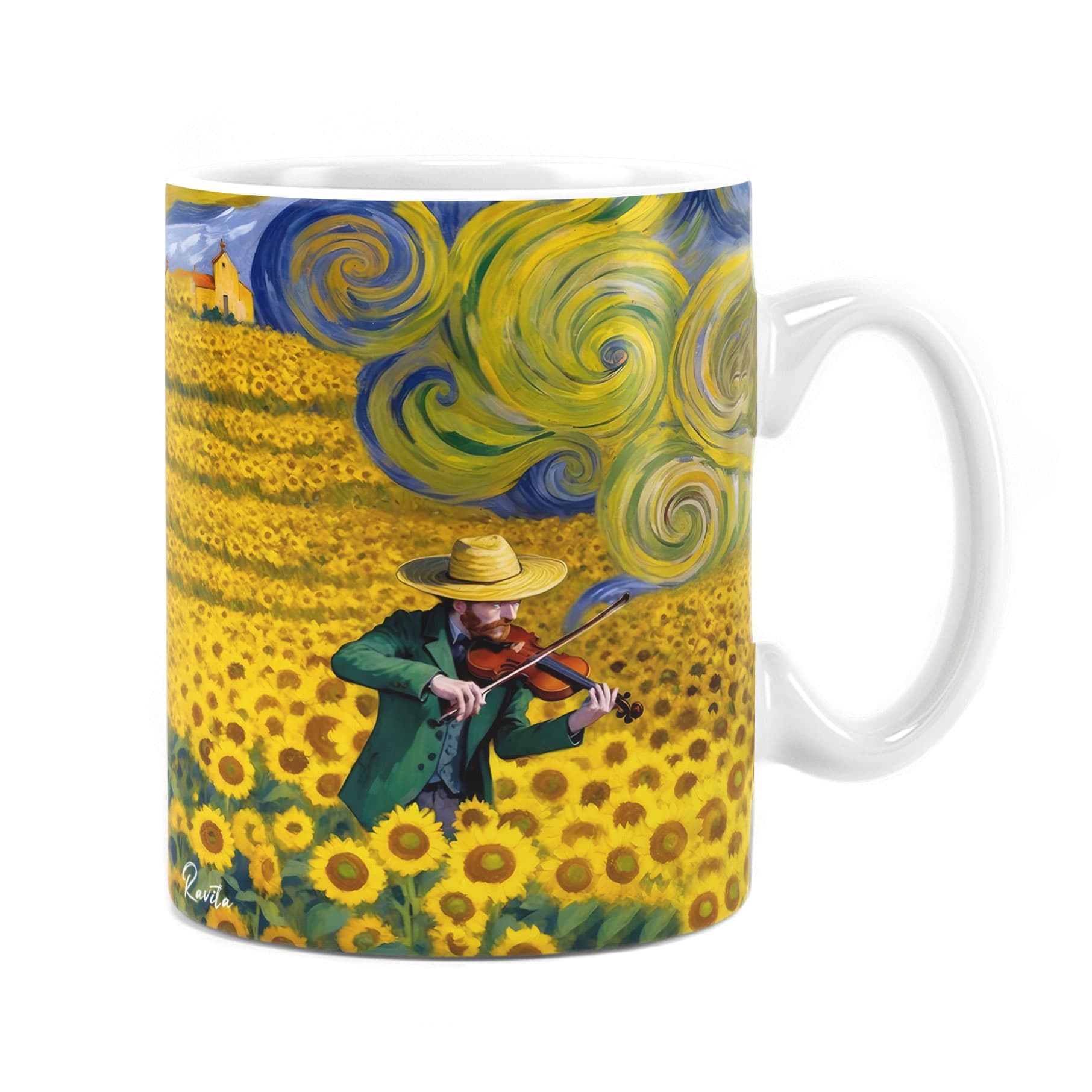 ماگ راویتا طرح مزرعه آفتابگردان به سبک ون گوک – Van Gogh کد 3839 — تصویر ۳