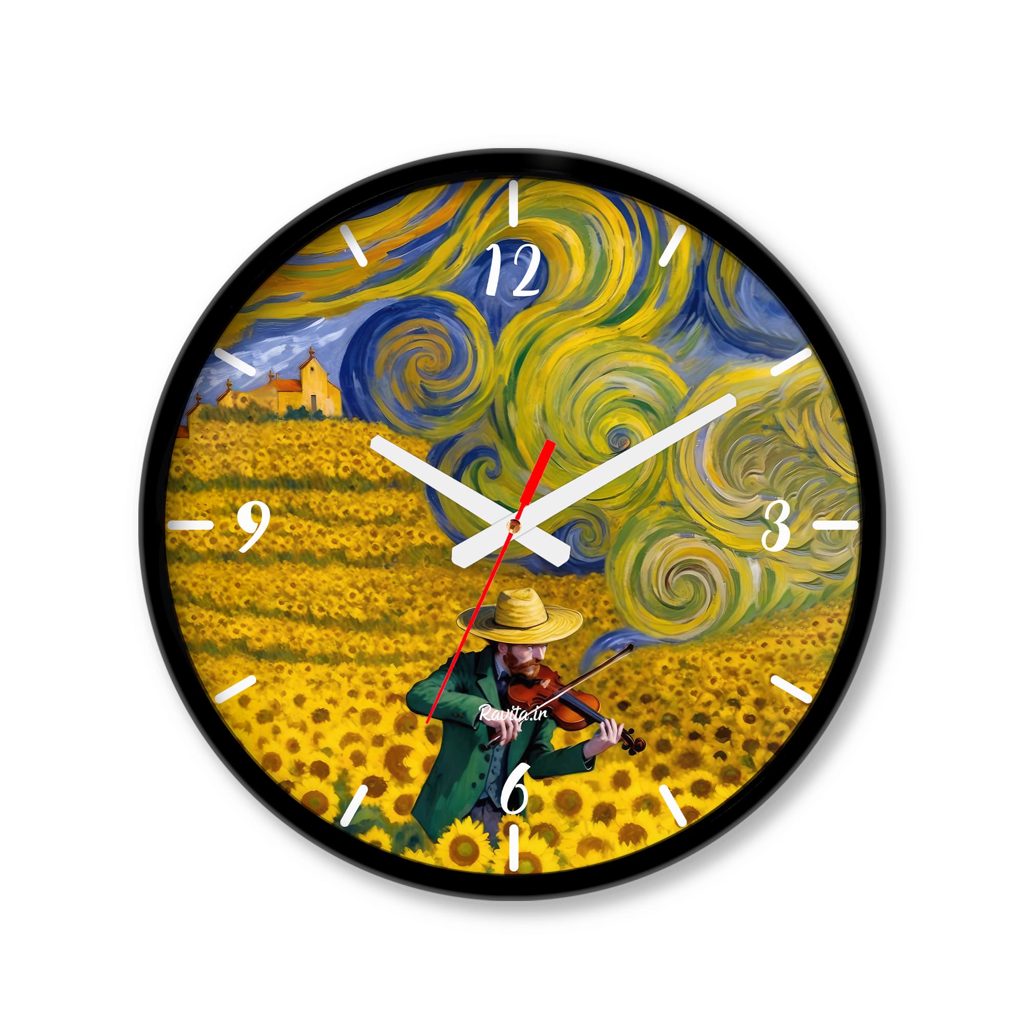 ساعت رومیزی دیواری راویتا طرح مزرعه آفتابگردان به سبک ون گوک – Van Gogh کد 3839