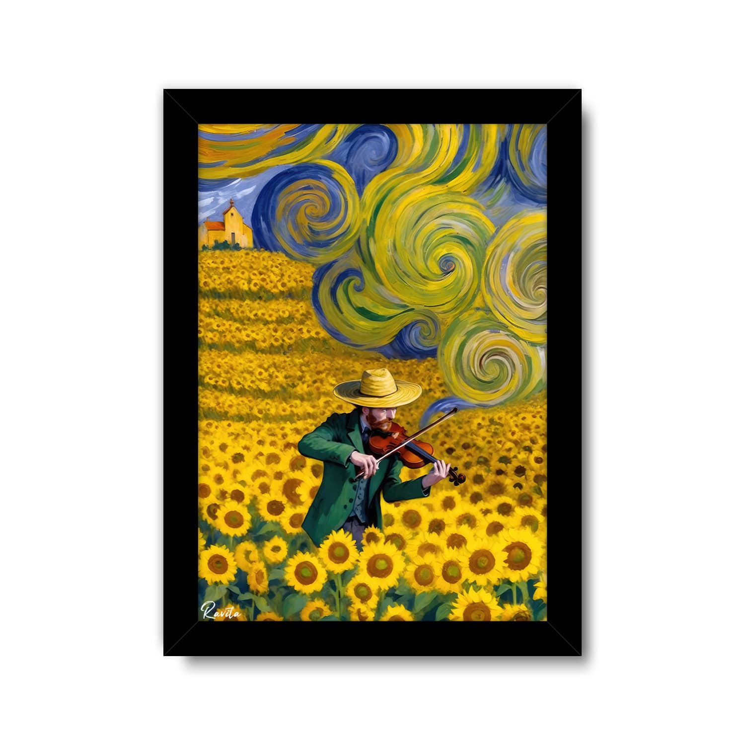 تابلو تکی راویتا طرح مزرعه آفتابگردان به سبک ون گوک – Van Gogh کد 3839 — تصویر ۵