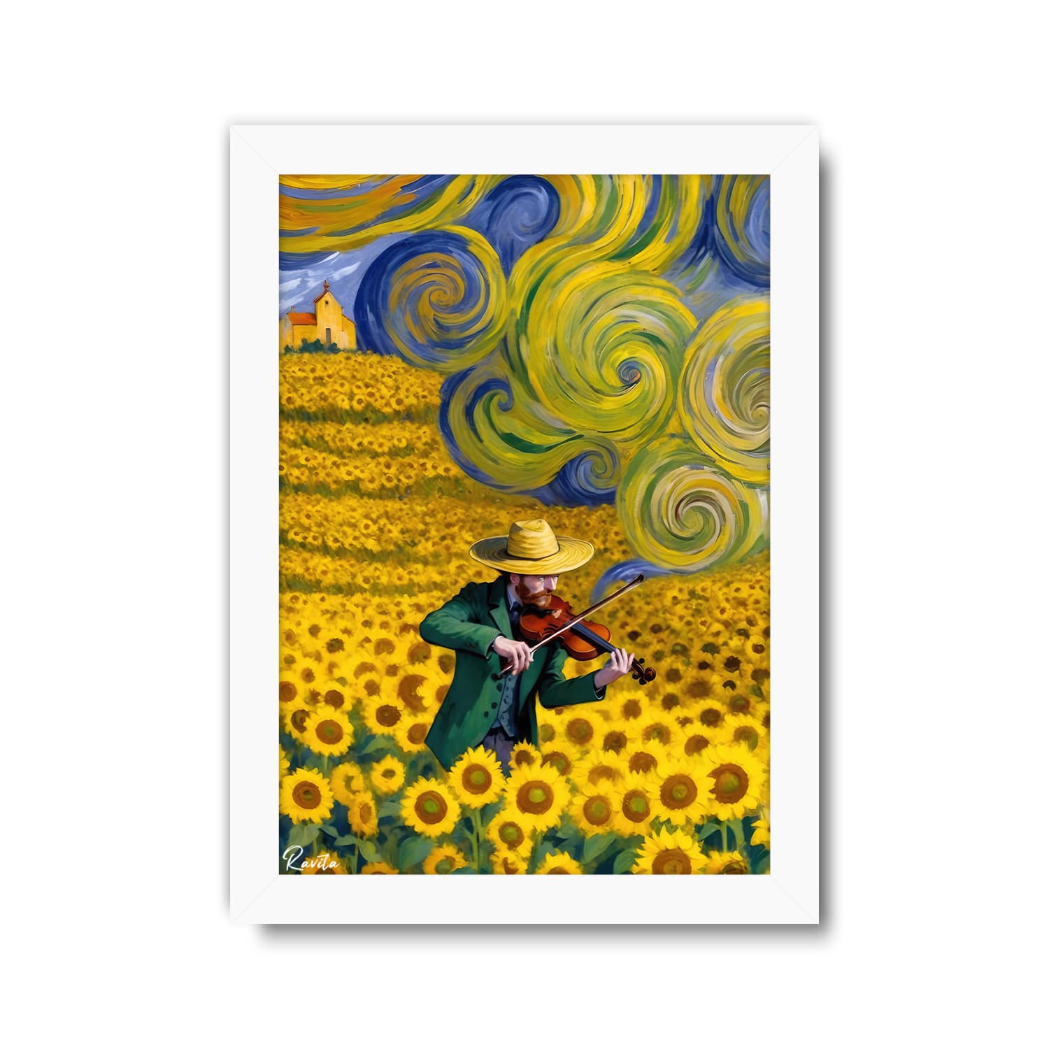 تابلو تکی راویتا طرح مزرعه آفتابگردان به سبک ون گوک – Van Gogh کد 3839 — تصویر ۷