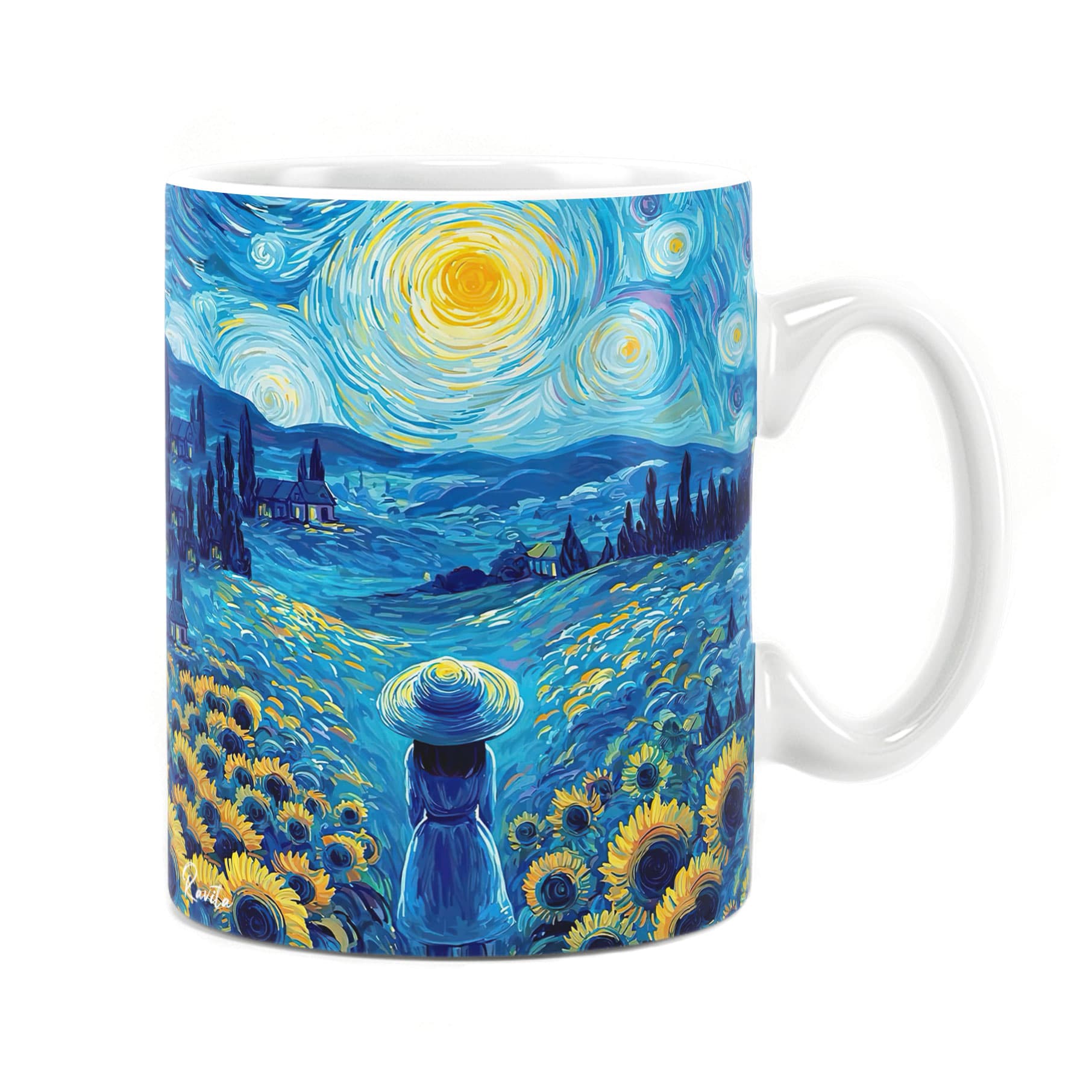 ماگ راویتا طرح دختری در مزرعه به سبک ون گوک – Van Gogh کد 3832 — تصویر ۳