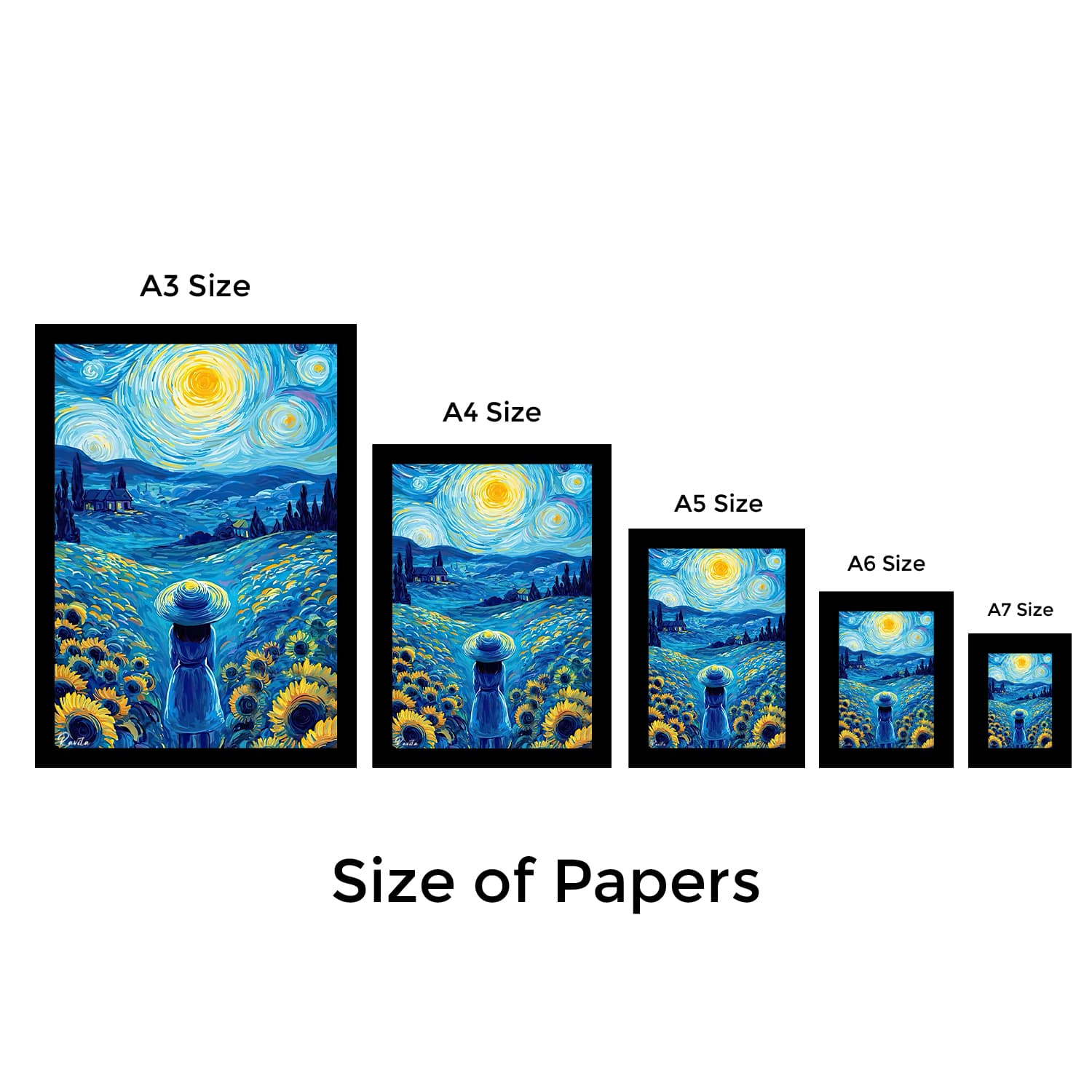 تابلو تکی راویتا طرح دختری در مزرعه به سبک ون گوک – Van Gogh کد 3832 — تصویر ۸