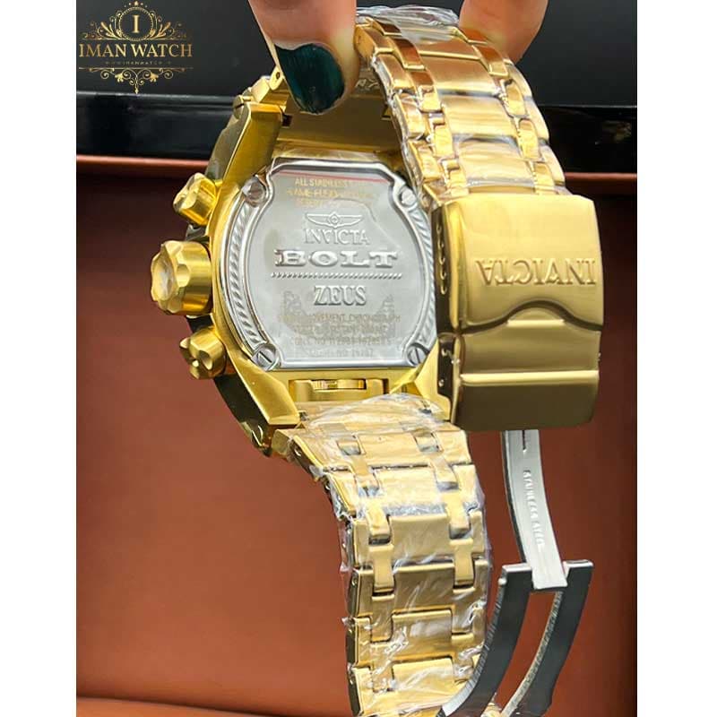 ساعت مچی اینویکتا زئوس مردانه کرنوگراف طلایی صفحه مشکی Invicta Zeus 6532 — تصویر ۱۰