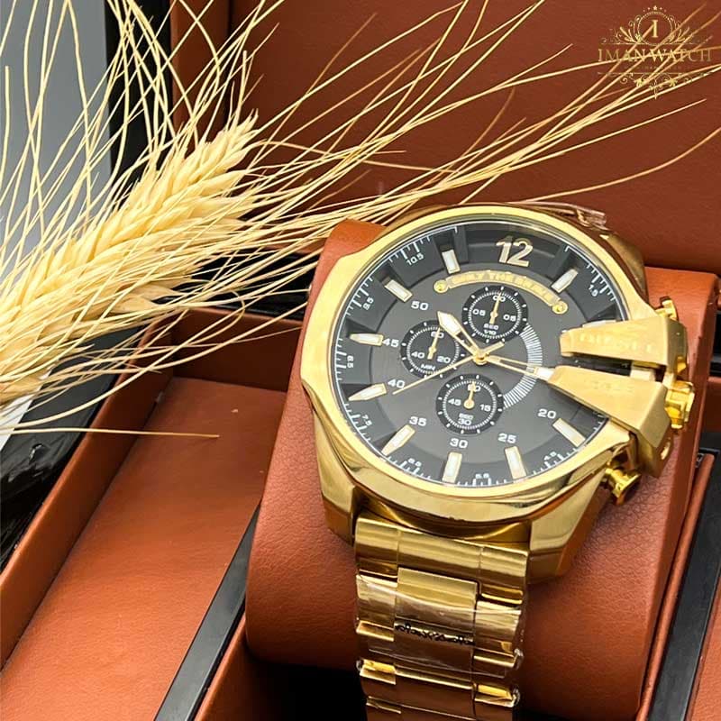 ساعت مچی دیزل شاخدار صفحه مشکی بند طلایی WATCH DIESEL DZ4960 — تصویر ۵