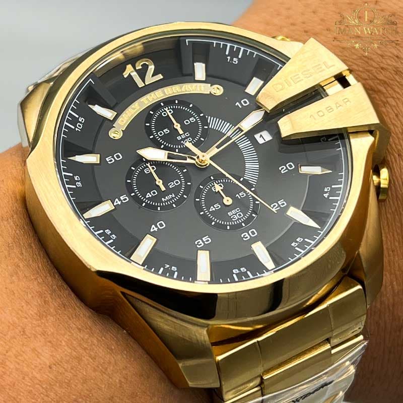 ساعت مچی دیزل شاخدار صفحه مشکی بند طلایی WATCH DIESEL DZ4960 — تصویر ۶