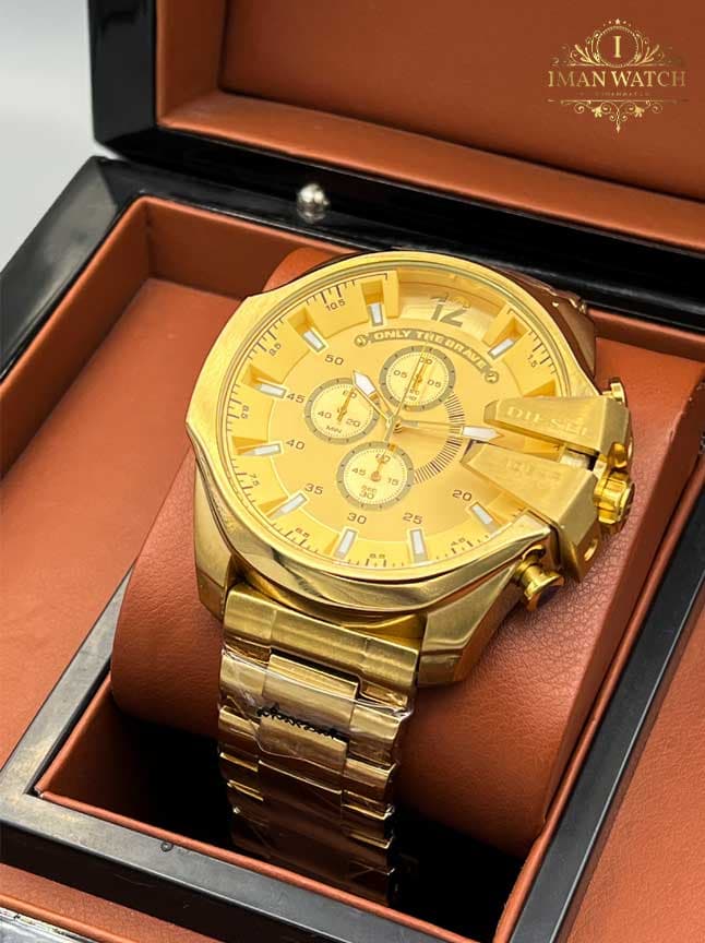 ساعت مچی دیزل شاخدار صفحه طلایی بند طلایی watch diesel dz4309 — تصویر ۶