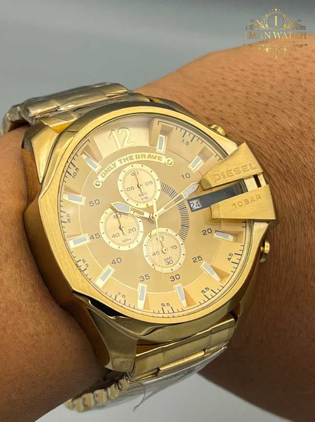 ساعت مچی دیزل شاخدار صفحه طلایی بند طلایی watch diesel dz4309 — تصویر ۴