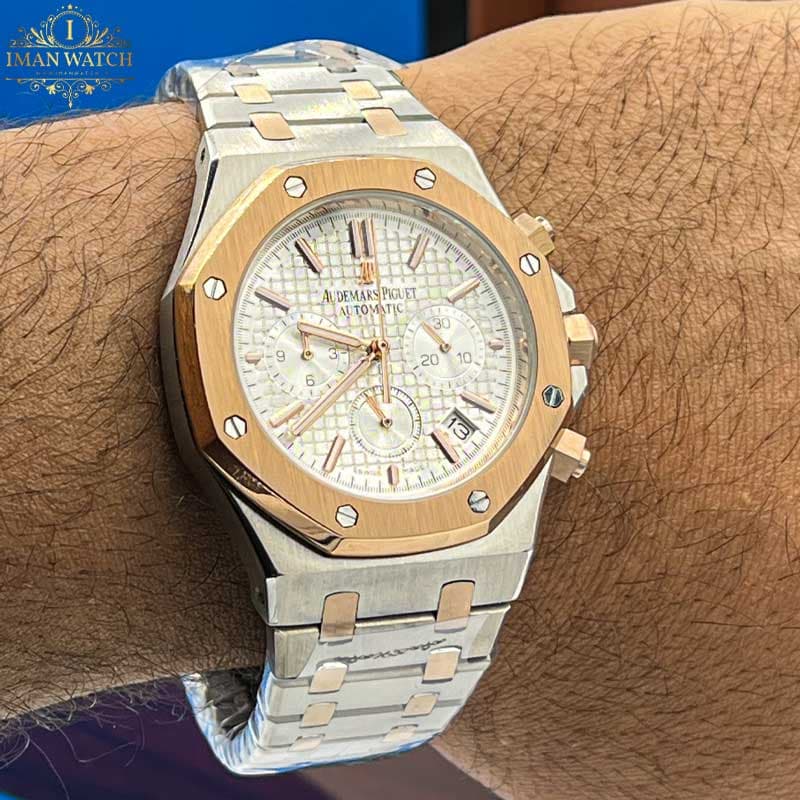 ساعت مچی اودمار پیگه AP مردانه کرنوگراف صفحه سفید Audmars pigute 32658 — تصویر ۲