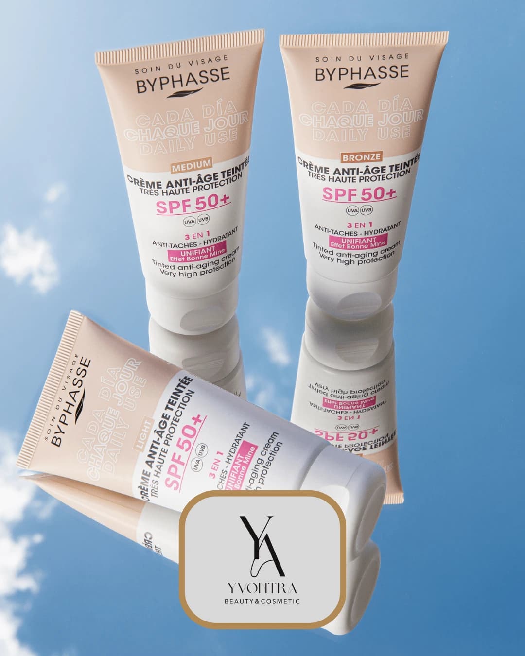 کرم ضد آفتاب رنگی لایت بایفاس انواع پوست 50 میل ANTI-AGING FACE CREAM SPF +50 TINTED LIGHT — تصویر ۳