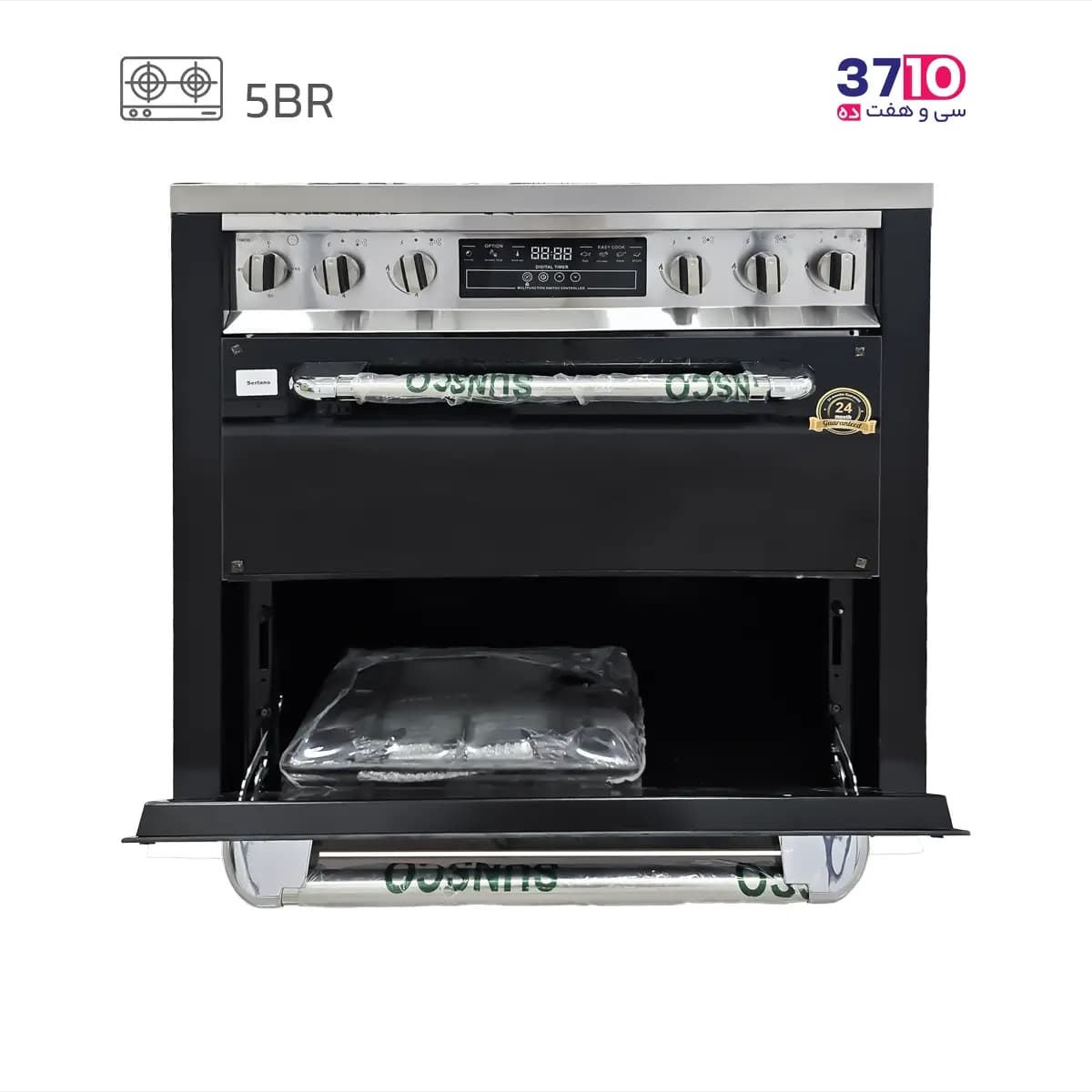 اجاق گاز طرح فر گلین گاز Galin Gas مدل Serlano 8052BL بدنه مشکی رویه استیل دو درب — تصویر ۶