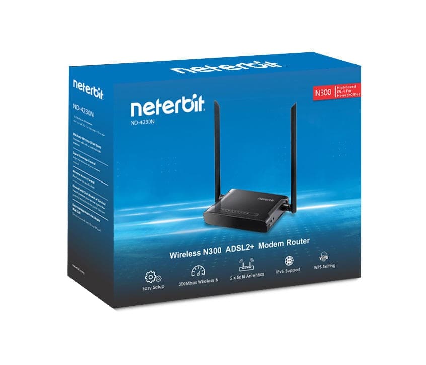 مودم روتر ADSL2 Plus بی‌سیم N300 نتربیت مدل ND-4230N — تصویر ۷