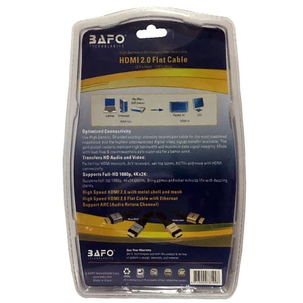 کابل HDMI V2.0 4K بافو BAFO FLAT به طول 2 متر — تصویر ۹