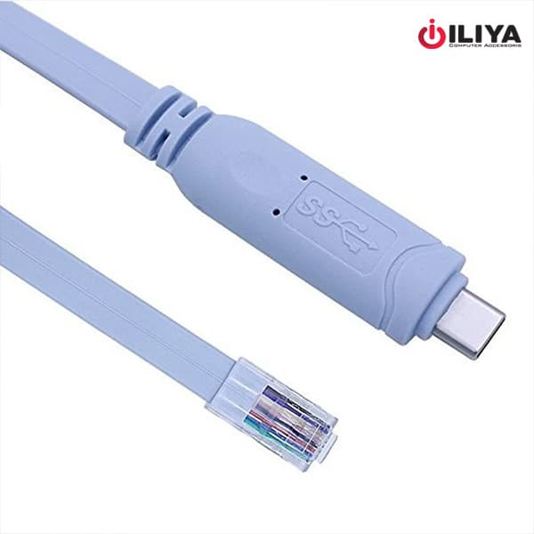 کابل کنسول سیسکو Type-C به RJ45 فلت آبی — تصویر ۶